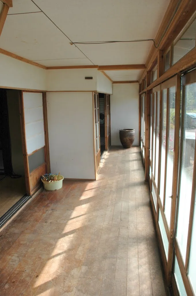 Traditional corridor inside the Hakuba farmhouse before renovation