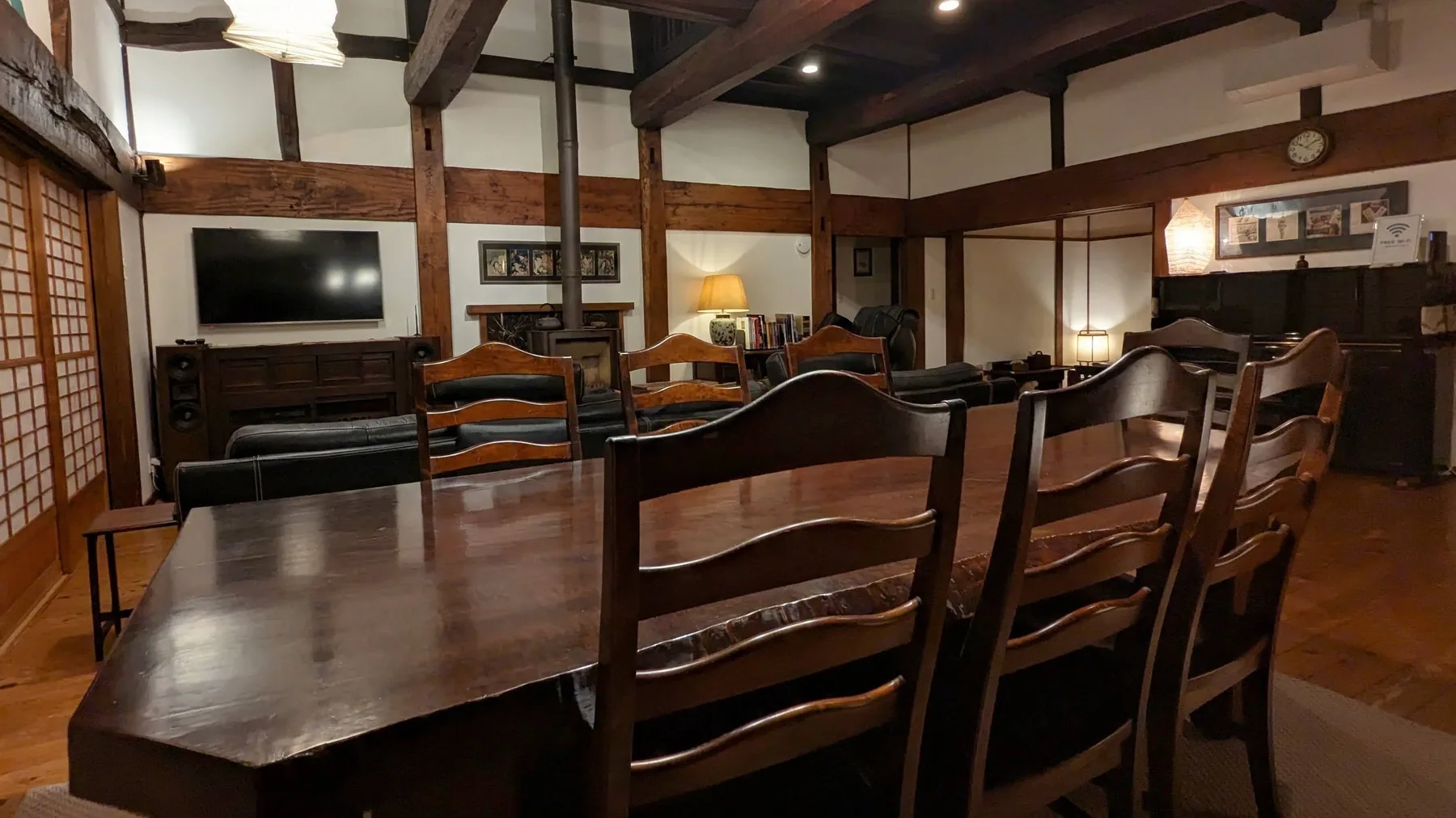 Dining and living room in the evening