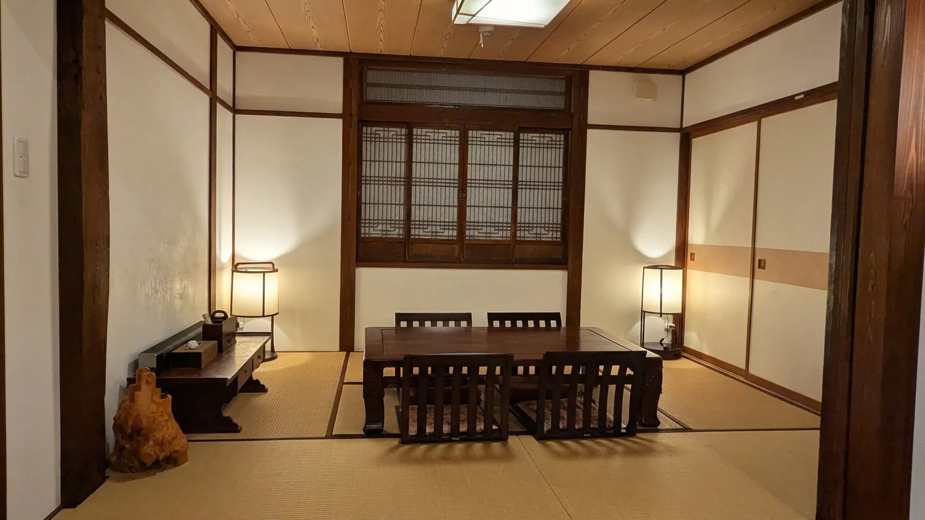Traditional tatami room with futons at Rental Farmhouse Tamaki in Hakuba