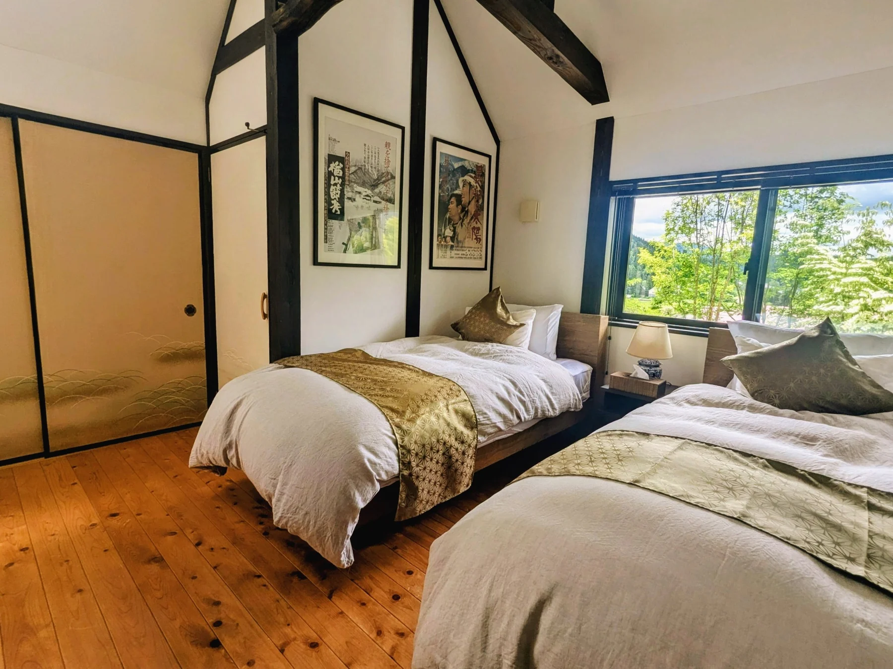 Twin bedroom at Rental Farmhouse Tamaki