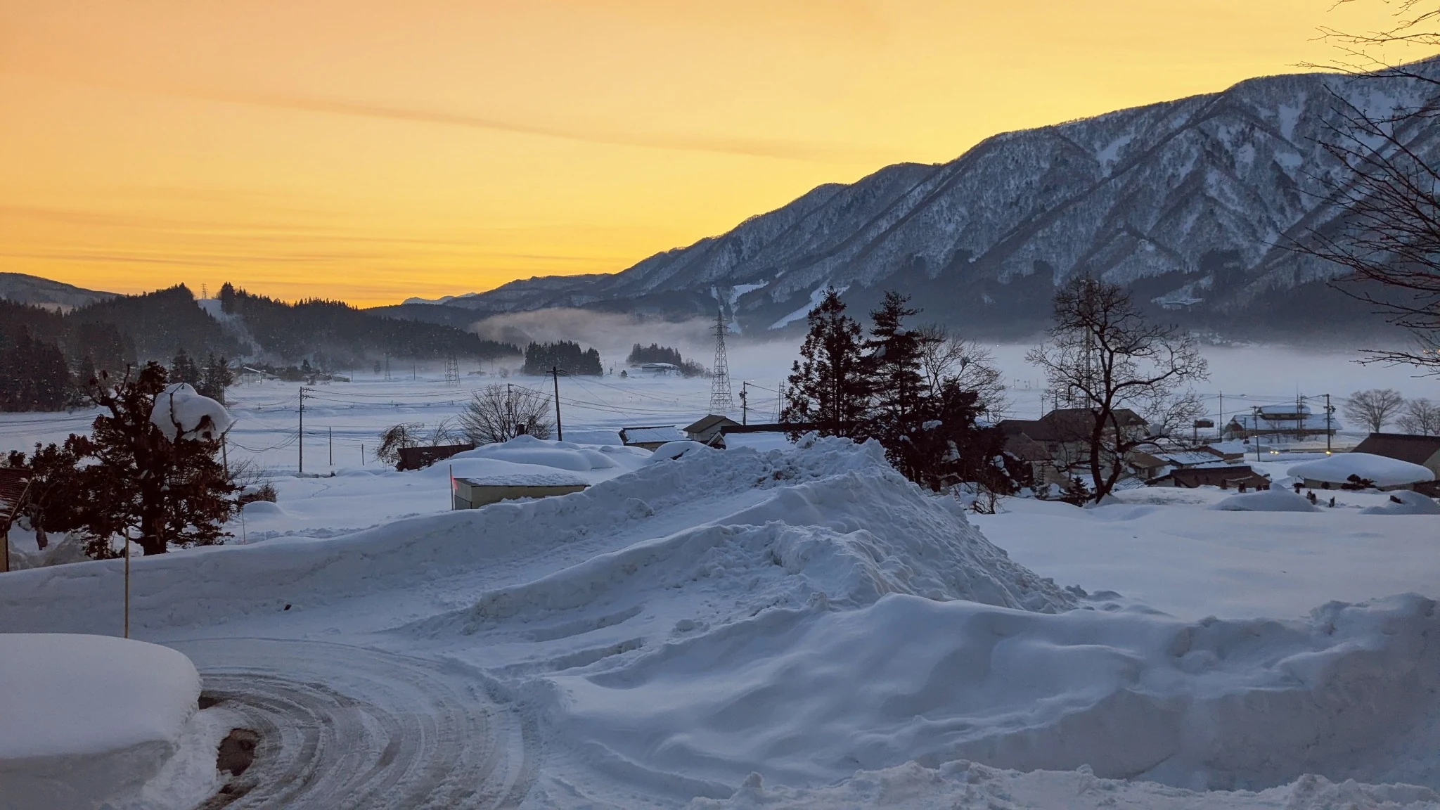 Winter view across the Hakuba valley from Rental Farmhouse Tamaki